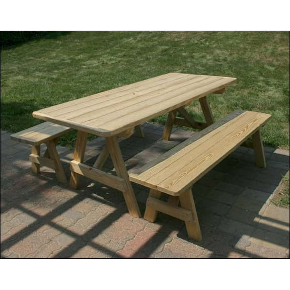 6' Treated Pine Traditional Picnic Table with 2 Benches