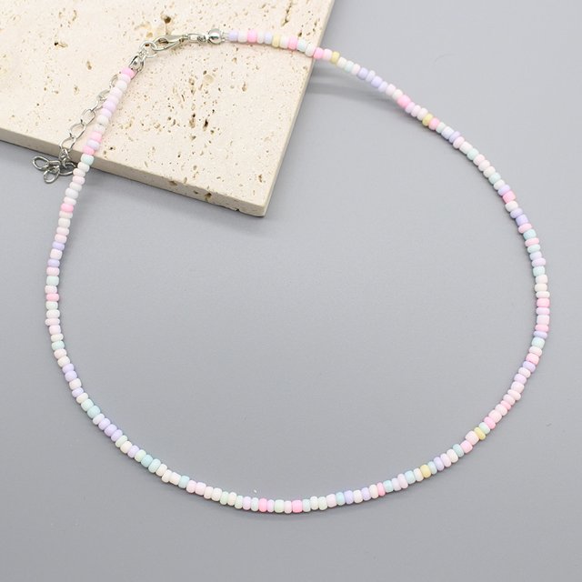 Collier Ras du Cou Simple Perles de Graines Femmes Charme Mode Coréenne Chaîne Col Boho Fait Main Bijou Cadeau