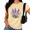 Apricot, variant on Lavender Bee Floral Print Short Sleeve Crew Neck Women's Graphic Tee