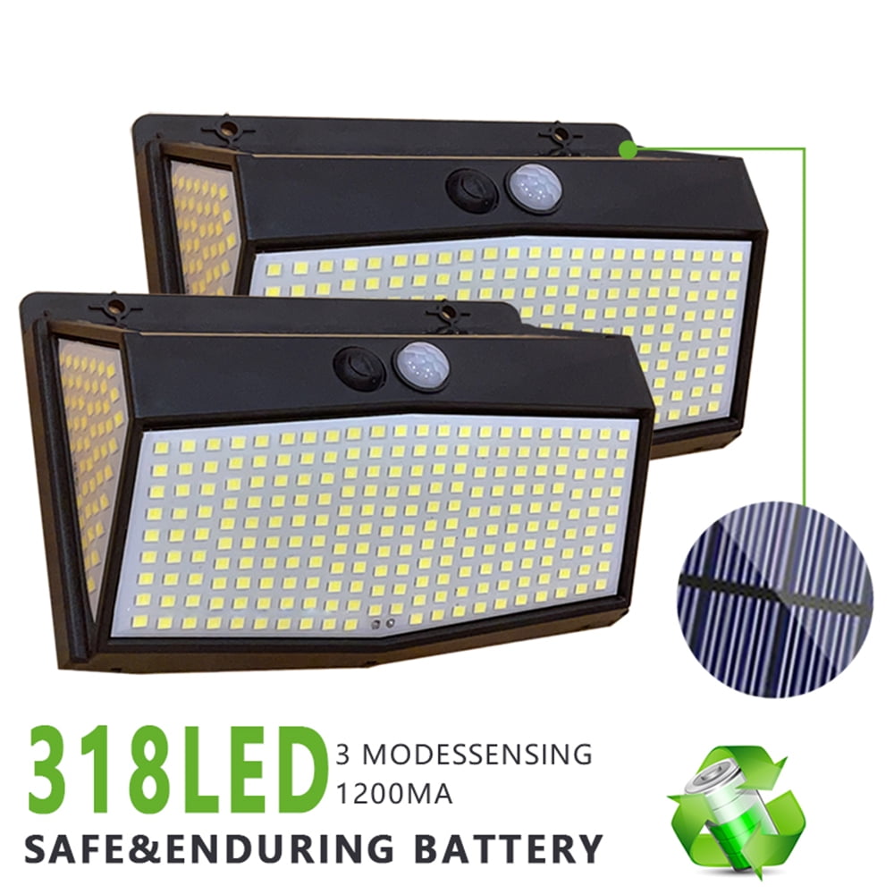INTELIVE 2pcs 318 LED Outdoor Solar Light with Motion Sensor, 3 Modes