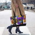 thumbnail image 4 of FORMRS Canvas Laptop Tote Bag for Women with 15.6" Computer Compartments Shoulder Handbag, Purple Simple Triangles, 4 of 7