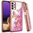 thumbnail image 1 of Kaleidio Case For Samsung Galaxy A32 5G [Quicksand Glitter] TPU Gel Slim Hybrid Skin Cover [Liquid Rose Gold Motion Butterfly], 1 of 1