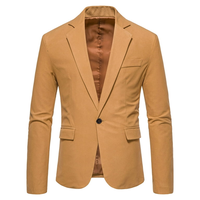 SMihono Men's Trendy Blazer Suit Long Sleeve Tuxedo Slim Fit Solid Sports  Business Pocket Work Office Lightweight Lapel Collar Formal One Button  Front