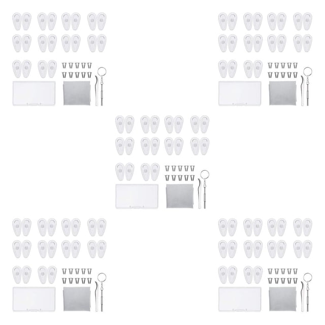 Wisewang Silicone Nose Pads with Tweezers Screws Embedding Eyewear Accessories Repair Replacement Tools Kit Case Nosepads Set A5 Nosepads Length 13mm 5Set