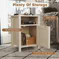 thumbnail image 5 of EVOKEDEN Farmhouse Nightstands Set of 2, Rustic Vintage Side End Table w/ Storage & Barn Door for Bedroom Living Room, Beige, 5 of 8