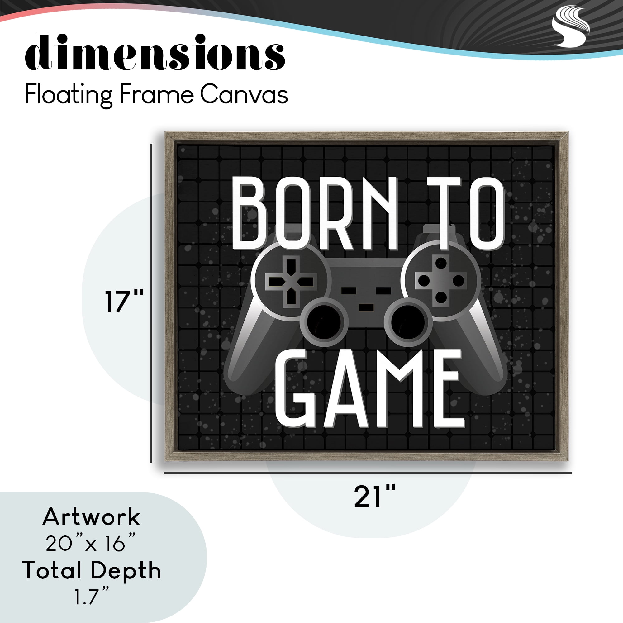 Stupell Industries Born To Game Retro Brown Framed Floater Canvas Wall Art, design by Kim Allen