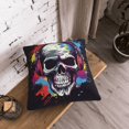 thumbnail image 3 of DouZhe Velvet Decorative Throw Pillow Covers Set of 2, Soft Square Cushion Cover with Invisible Zipper Hip Hop Skull Graffiti Printing, 20"x20", 3 of 7