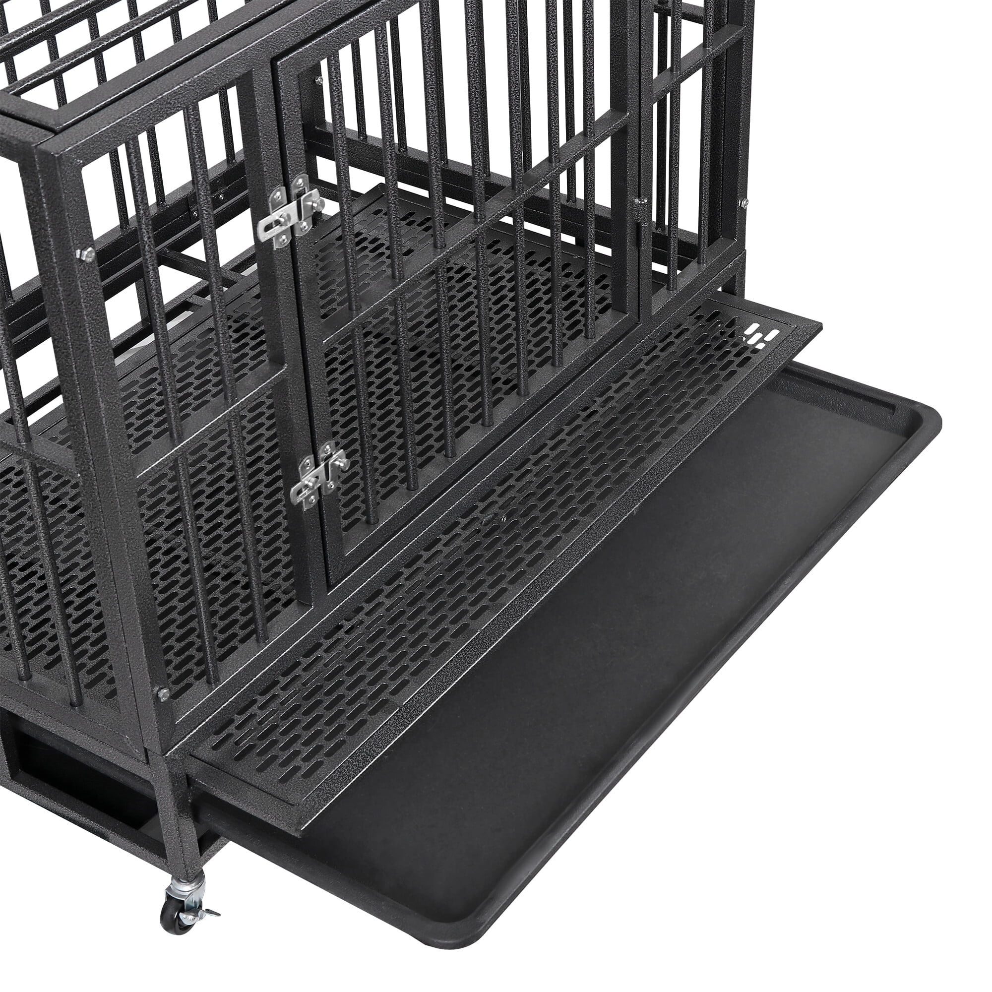 SuperDeal Heavy Duty Pet Dog Cage Strong Metal Crate Kennel Playpen with Wheels and Tray