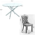 thumbnail image 2 of Sumdeal 47" Modern Round Clear Glass Dining Table Set for 4, Chrome Silver Table & 4 Beige Velvet Dining Chairs with Brushed Silver Legs, 2 of 9