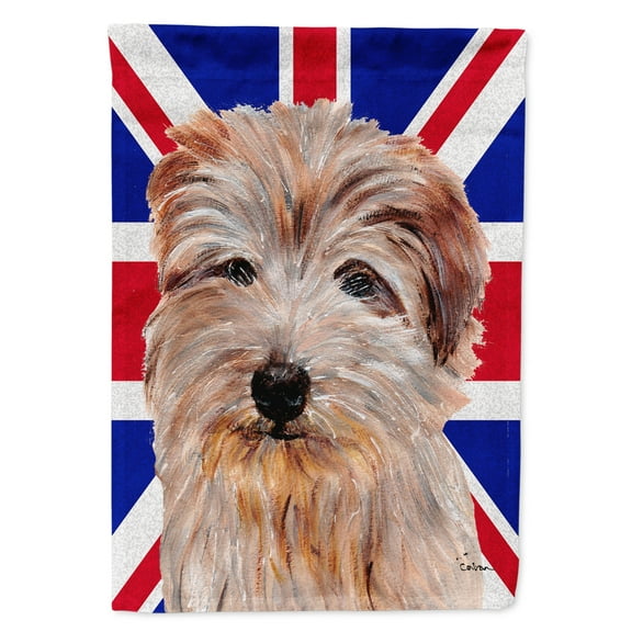 Norfolk Terrier with English Union Jack British Flag Garden Flag