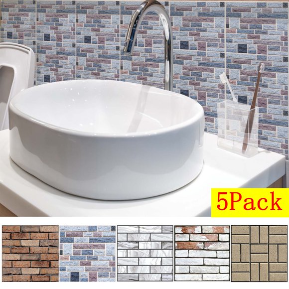Djiypn Faux Brick Wall Paper, Peel and Stick Brick Stickers,5 Pcs of 11.8"X11.8" Small Size Thin PVC Fake Brick Wallpaper for Interior Wall Decor