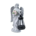 thumbnail image 3 of Estatua de ángel con ramo de flores y luz solar, 14 x 7 x 23 cm, escultura de resina impermeable, adorno para césped, ideal como regalo de, 3 of 8