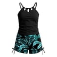 thumbnail image 5 of RMGVDSD Girls Swimsuit 2 Piece Hollow Out Swimsuits Bathing Suit High Waist Tankini Swimwear Tropical Print Swim Shorts Beach Wear 11 Years, 5 of 5