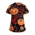 thumbnail image 4 of WonderWiz Women Halloween Scrubs Top,Halloween Medical Scrubs for Women Breathable Short Sleeve V Neck Nurse Tops with Pockets,Ginger XL, 4 of 6