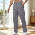 thumbnail image 3 of Sweatpants for Men Spring Summer Elastic Waist Straight Leg Relaxed Fit Business Casual Pants Trousers with Pockets, 3 of 9
