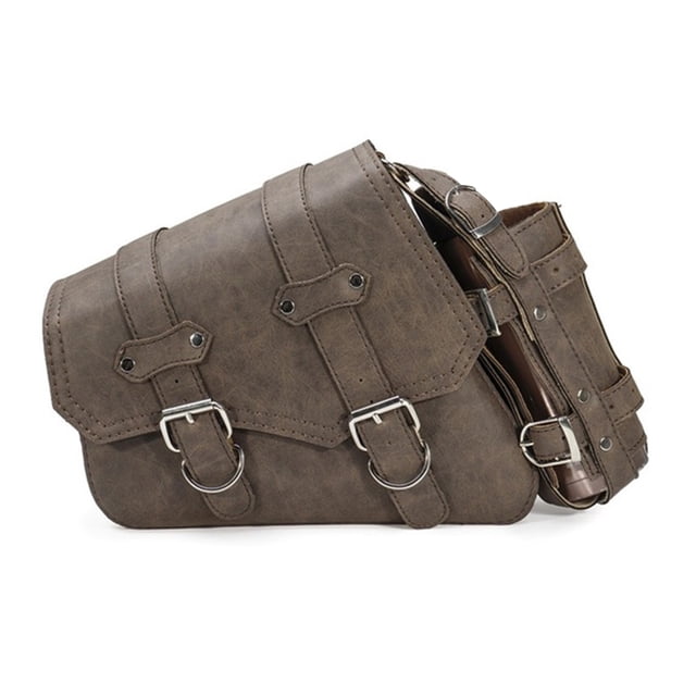 Speravity Alforja de moto ajustable de Color sólido a prueba de lluvia a prueba de sol decorativa Vintage bolsa de sillín de motocicleta Accesorios para motos Marrón gris Tipo 1