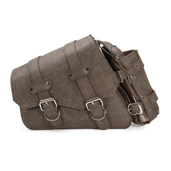 Speravity Alforja de moto ajustable de Color sólido a prueba de lluvia a prueba de sol decorativa Vintage bolsa de sillín de motocicleta Accesorios para motos Marrón gris Tipo 1