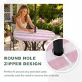thumbnail image 5 of Round Outdoor Tablecloth with Umbrella Hole and Zipper, Pink Striped Fitted Table Cover with Elastic Edge for 31-35 Inch, Farmhouse Vintage Stripes Waterproof Patio Tablecoths for Picnic, 5 of 9