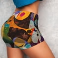 thumbnail image 4 of Uemuo Abstract Musical Faces Pattern Women Workout Impact Shorts Scrunch Butt Lifting Gym Shorts Seamless Booty Biker Shorts-Medium, 4 of 8
