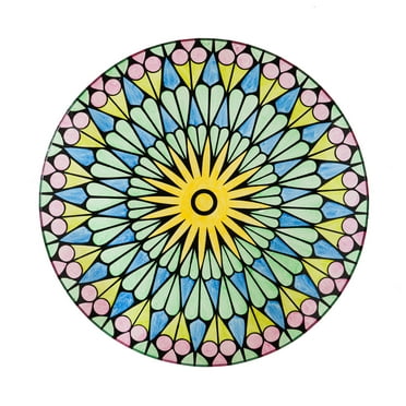 18" Hand Painted and Embossed Glass Bird Bath, Shades of Green