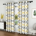 thumbnail image 4 of Lfeey Blackout Curtains Geometric Modern Grommet Curtains, Room Darkening Privacy Drapes, Yellow and Gray, 52x63 Inches, 2 Panels, 4 of 6