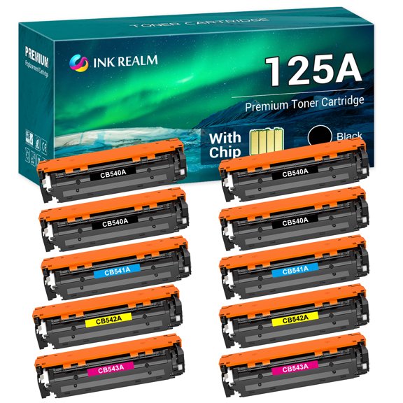 Cool Toner Compatible for HP 125A Toner Cartridge for HP 125A CB540A CB541A CB542A CB543A HP Color LaserJet CP1215 CP1518ni CP1515n CM1312nfi CM1312 MFP Printer Ink 4BK 2C 2M 2Y, 10-Pack