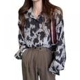 thumbnail image 1 of Blouse Décontractée à Manches Longues Imprimé Léopard Teinture sur Nœuds pour Femmes, Protection Solaire, 1 of 7
