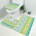 thumbnail image 2 of Blue Pioneer Flower Striped Pattern Bathroom Rugs Sets 3 Piece,Toilet Cover Set,Absorbent Non Slip Bathroom Mats Sets with U-Shaped Contour Rug Toilet Rug Set, 2 of 5