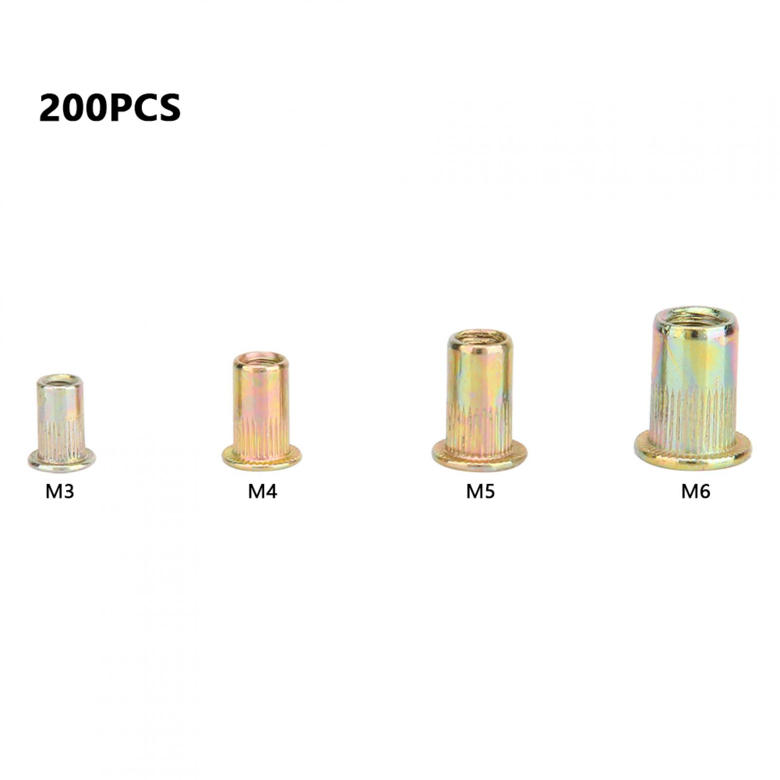 6 Sizes 200pc Mixed Rivet Nut Zinc Steel Insert Nutsert Threaded M3/4/5/6/8/10 