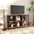 thumbnail image 5 of HOHYN Farmhouse 3 Tier Open Book Shelf, Wood and Metal 6 Cube Storage Organizer, Modern Low Horizontal Bookshelf for Bedroom Living, Long Wide Office Cubby Bookcase with Storage, Rustic Brown, 5 of 8
