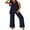 Dark Blue, variant on LYMAYTER S-2XL Women Casual Sets Solid Color Loose Suits Comfy Tank Breathable 2-Piece Vacation Outfits