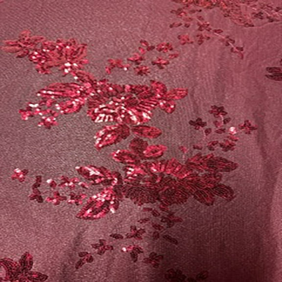 Spandex Palace Flower Sequin Mesh Embroidery Fabric