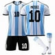 thumbnail image 1 of Argentina Men's World Cup Home Jersey Messi #10 Football Shirt T-shirt Shorts Kit Football 3-piece Set for Kids Adults, 1 of 5