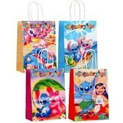 Disney Mario Party Favor Candy Bags for Stitch Themed Birthday Supplies Decor,Kids Birthday Game Party Kraft Paper Goodie Gift Bag Decorations 16 Pcs:8.26"5.9"3.15"