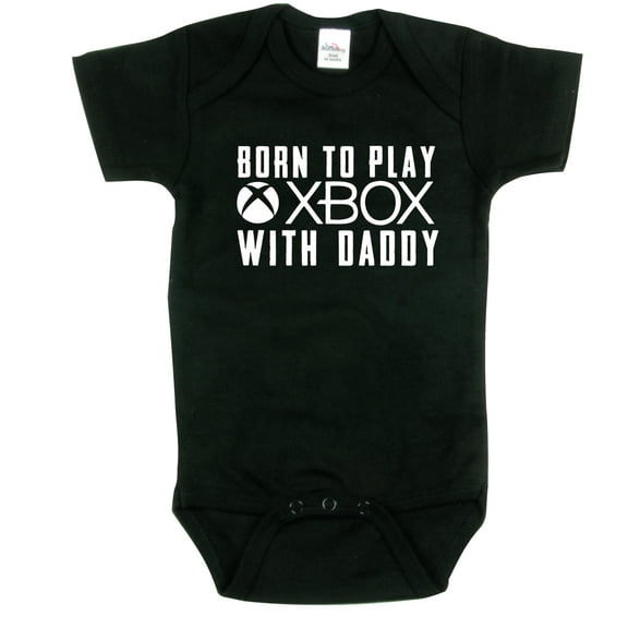 Nursery Decals and More Brand: Video Game Baby Bodysuit, Gamer T-shirt, Born to Play X-Box with Daddy, Black 3-6 mo