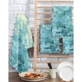 thumbnail image 2 of Turquoise Teal Kitchen Dish Towels for Drying Dishes Set of 2, Chic Abstract Aesthetic Art Modern Waffle Weave Microfiber Terry Hand Tea Bathroom Towels Quick Dry & Absorbent Towel 15.7x23.6, 2 of 7