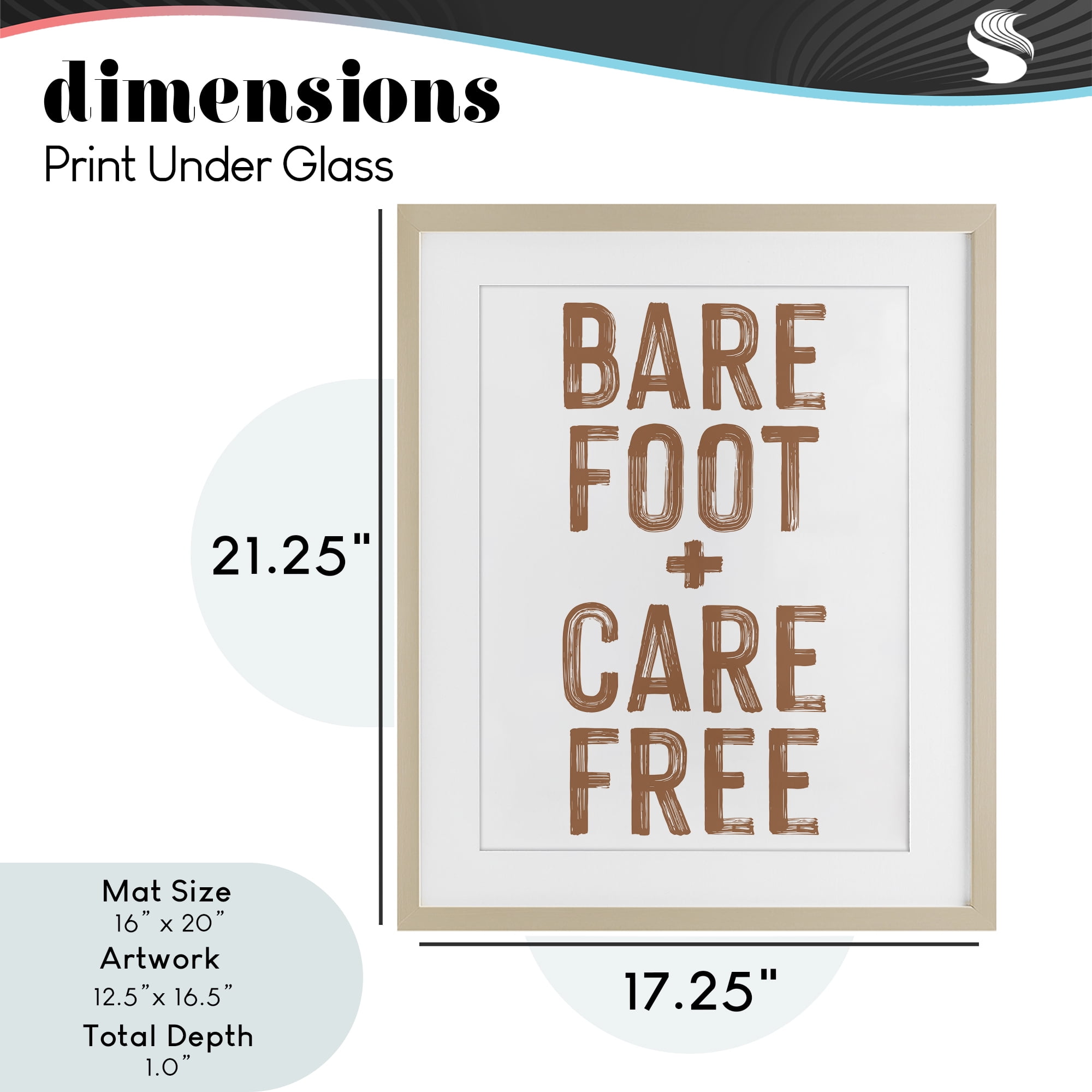 Barefoot Carefree Summer Sentiment Birch Framed Print Under Glass, design by Lettered and Lined