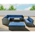 thumbnail image 6 of Loya 9 Piece Patio Sectional Sofa Set with Coffee Table, Rattan Frame, Blue- Saltoro Sherpi, 6 of 6