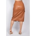 thumbnail image 5 of Saronite Faux Leather High-rise Waisted Button Closure 2 Side Pockets Slit Front Cargo Skirt, Cognac (Women's), 5 of 5