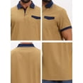 thumbnail image 7 of DARING DIVA Men's Short Sleeve Western Retro Stretch Color-Block Polo Shirts L Khaki, 7 of 7