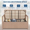 thumbnail image 6 of 2-Person Outdoor Storage Bench with Cushion – Waterproof PE Rattan Patio Seat – Metal Frame – Backrest & Armrests – Multi-Use Deck Box for Garden, Balcony, Porch, Pool, or Yard, 6 of 8