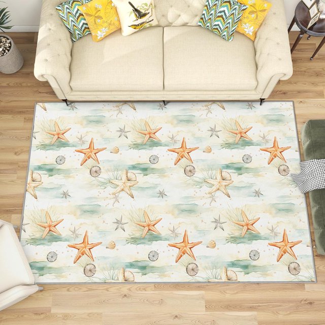 2x3 Rug, Starfish Door Mat, Sea Ocean Animal Rug, Kids Rugs for Entryway, Washable & Non Slip & Soft Low Pile Small Carpet, Indoor Doormat, Starfish Home Decor & Gifts