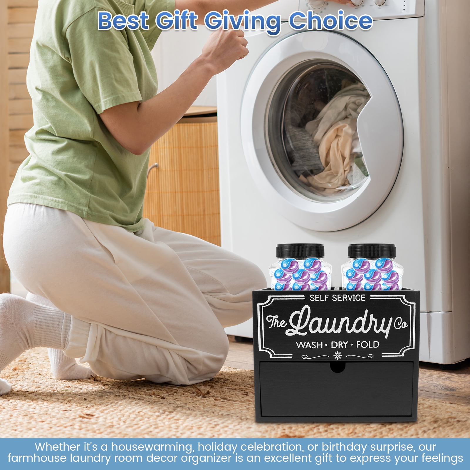 1 Unit 21 CM Solid Wood Laundry Dispenser Professional High Capacity Organization