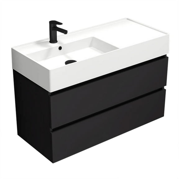 Nameeks Block-4018-W Block 40" Wall Mounted Single Basin Vanity Set - Black