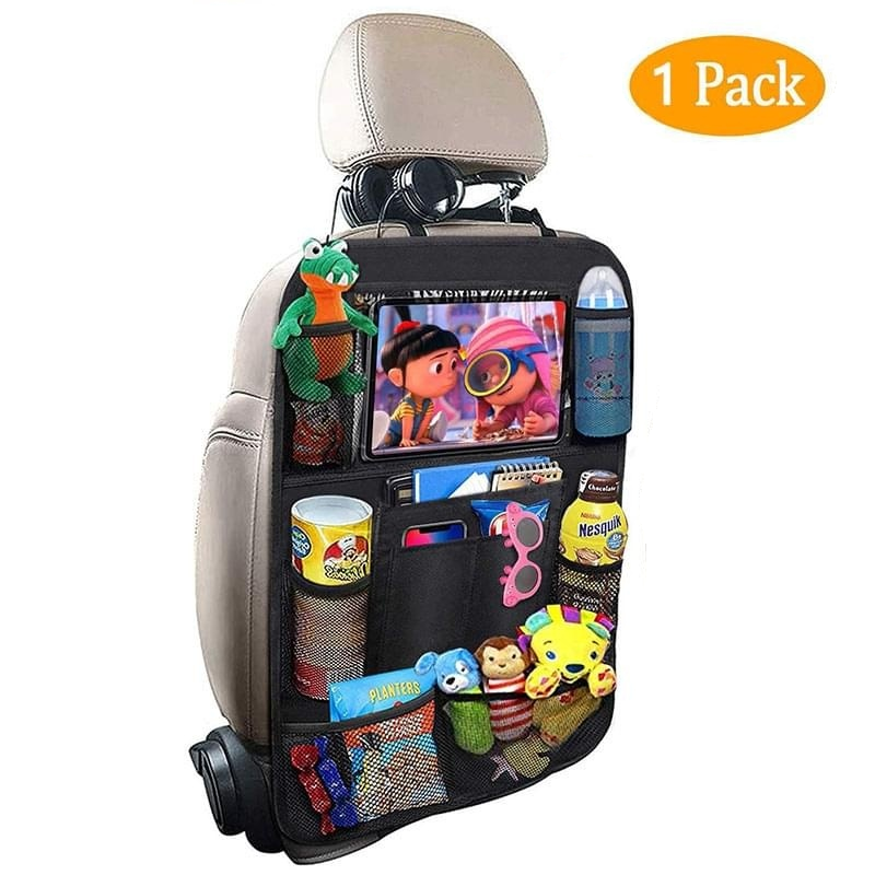 Tissues Lusso Gear Car Seat Organizer for Front or Backseat with Red Stitching Great for Adults & Kids Featuring 9 Storage Compartments for Toys Books Games & More Magazines Documents Maps 
