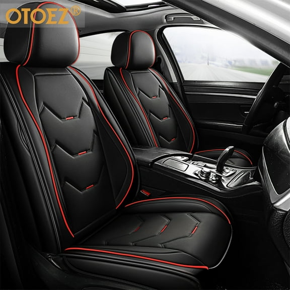 OTOEZ Car Seat Covers for For Honda Toyota Chevy Ford Nissan Front Rear Full Set Cushion Protector PU Leather Universal Fit
