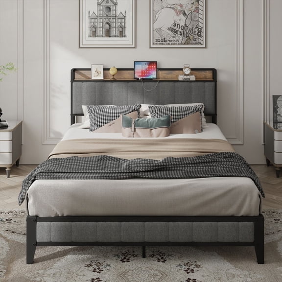 Heavy-Duty Metal Slat Platform King Bed for Stable Sleep