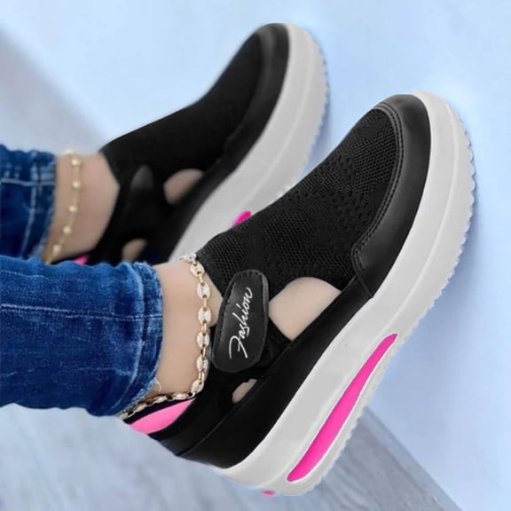 Norvail Orthopedic Shoes for Women,Casual Breathable Mesh Flat Sneakers,Round Toe Thick Heel Work Shoes Hollow Out Women's Ladies Mesh Shoes Footwear Flat Breathable Shoes