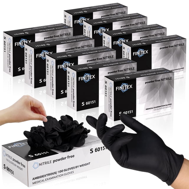 Guantes desechables FINITEX de nitrilo negro 3 mil 1000 piezas talla grande