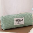 thumbnail image 2 of Shark Embroidery Stationery Storage Bag, Animal Design Zippered Pencil Case, Desk Organizer for Pens and Markers, Green, 2 of 8